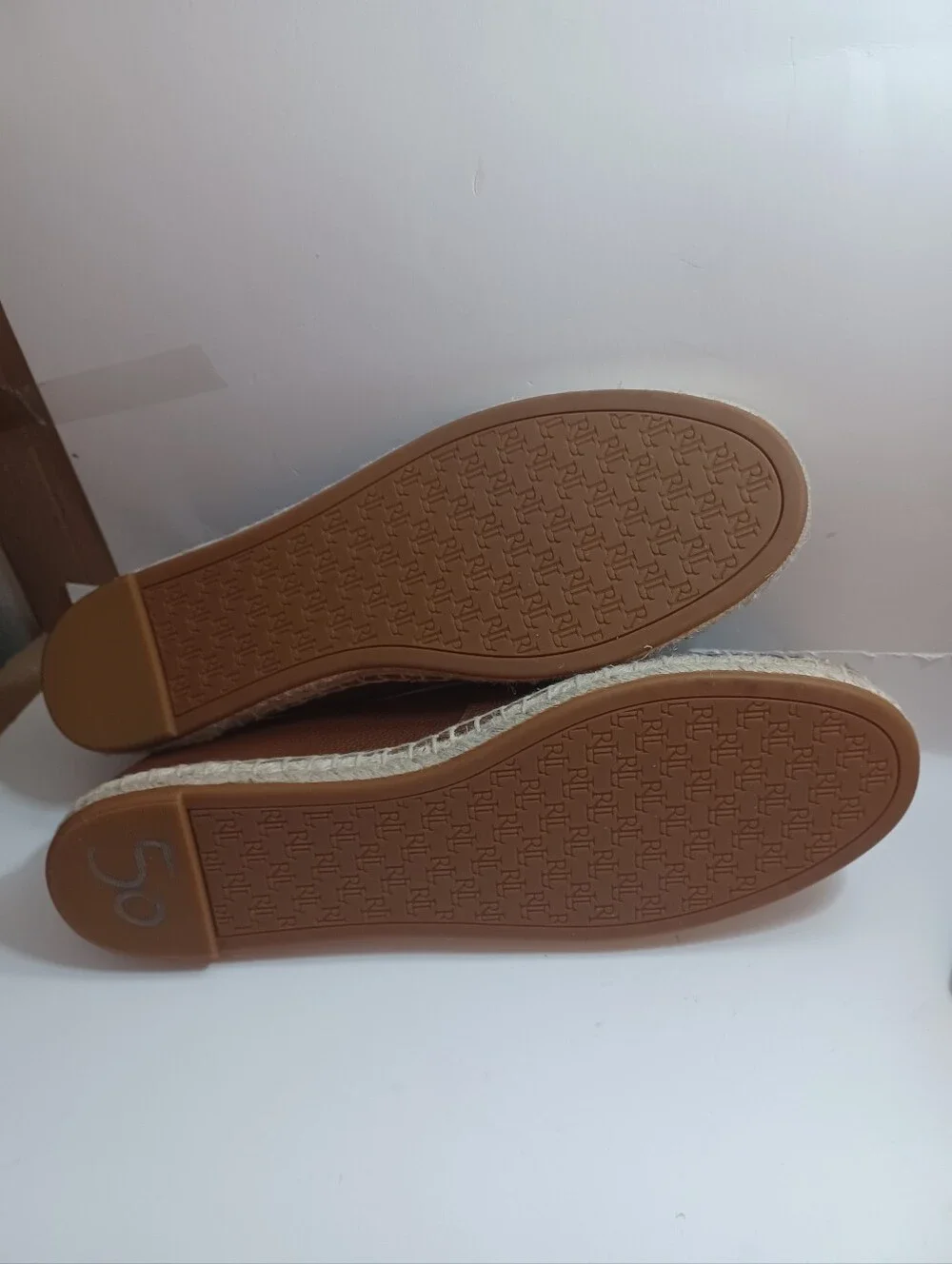 Ralph Lauren Women’s Brown Espadrille Leather Slip-On Flats New Size 11M